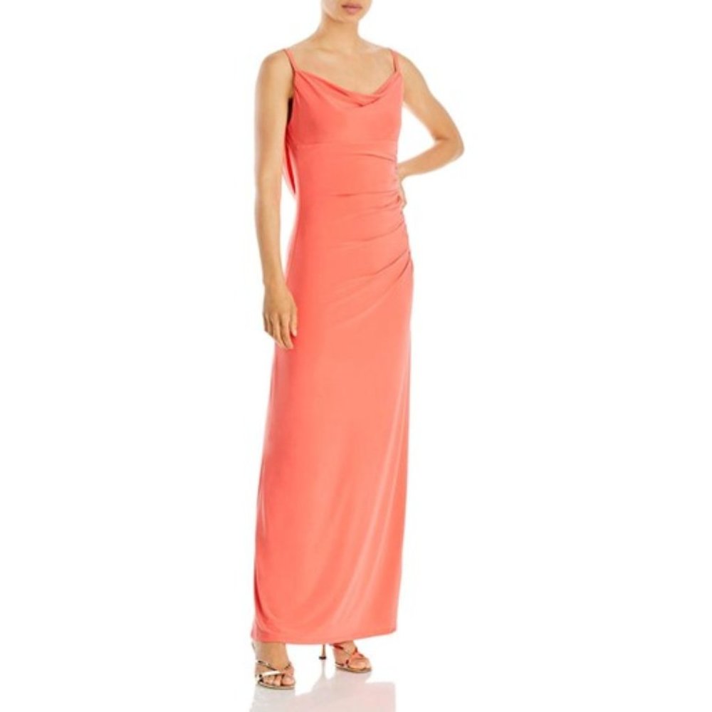 Aqua Womens Open Back Long Evening Dress